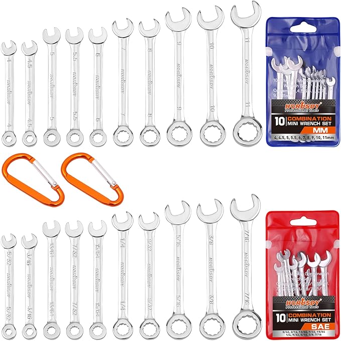 HORUSDY 20-Piece Mini Wrench Set, Small Wrench Set, Metric and SAE Mini Combination Wrench Sets