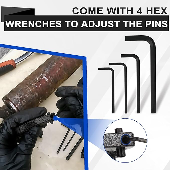 Gland Nut Wrench, Hydraulic Cylinder Spanner Wrench Adjustable of 2 with Pins & Allen Wrenches for Farm & Construction Equipment