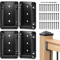 4 pcs Deck Railing Bracket Connectors for 2”×4“ (1.5" × 3.5”) Deck Railing Wood Post, Railing Bracket for Wood Stair Fence Railings Handrail with Coated Screws and a Drill Bit, Fence Brackets