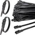 Black Zip Ties Heavy Duty 10 × 0.35 in Electrical Cable Ties 200 LB Load Capacity 100 PCS UV Resistant Double Locking Nylon Tie Straps for Cable Management Outdoor Use and DIY Projects