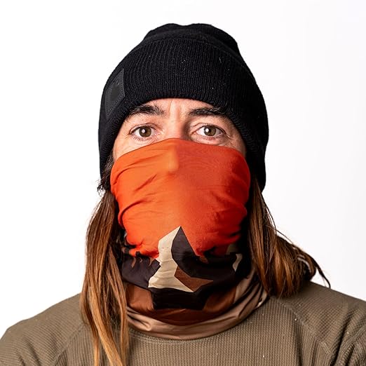 Carhartt Force UPF Lightweight Neck Gaiter, Mountain Print-Golden Poppy/Dark Khaki, One Size