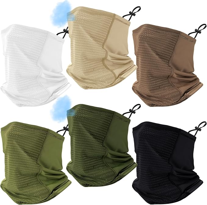 Geyoga Adjustable Cooling Neck Gaiter Breathable Summer Face Mask with Mesh Holes Strap UV Protection Neck Cover for Men