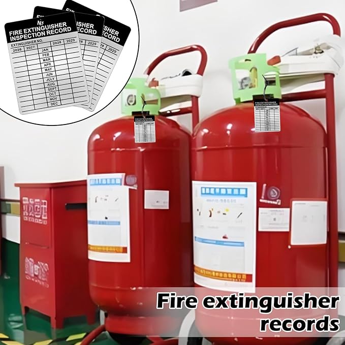 25 Sets Metal Inspection Tags Safety Inspection Tags Fire Extinguisher Inspection Sticker 2.2X3inch Fire Extinguisher Inspection Record Tag 2026-2029 with Handheld Hole Puncher for Indoor Outdoor (25)