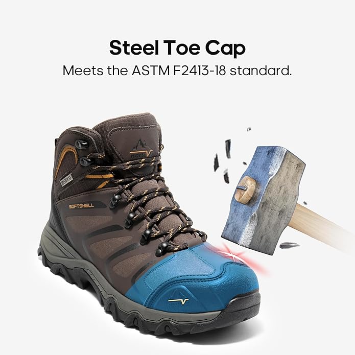 NORTIV 8 Waterproof Work Boots for Men Steel Toe Safety Construction Boots ARMADILLO-STL