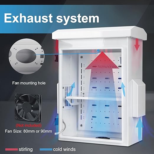 Outdoor Electrical Box, Cold-Rolled Steel Plate, Aluminum Alloy Back Beam, One-Piece Ventilation Design, IP65 Waterproof, Wall/Pole Mounted (17.8" x 13.9" x 8")