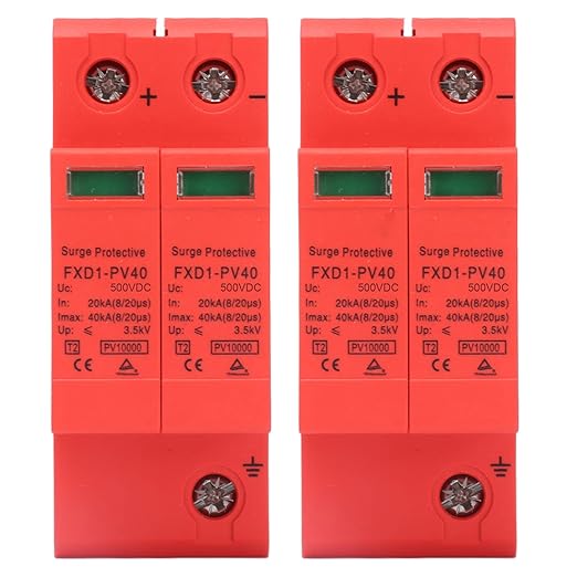 2Pcs Protective Devices DC Photovoltaic Arrester 2P 40ka with Remote FXD1?PV40500V Maximum Current of 40ka Our Voltage Arrester Device Superior Protective Devices2P Protective