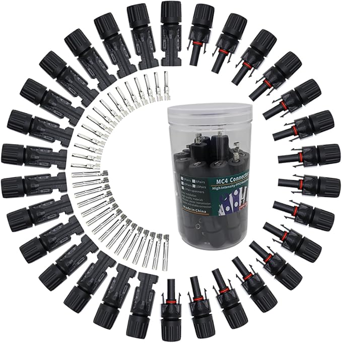 MC4 Connectors Connector for Outdoor and Solar Power Systems, IP67 Waterproof Solar Panel Connector, 15 Pairs (Male/Female) Solar Cable Connectors, Providing Reliable PV Solar Power