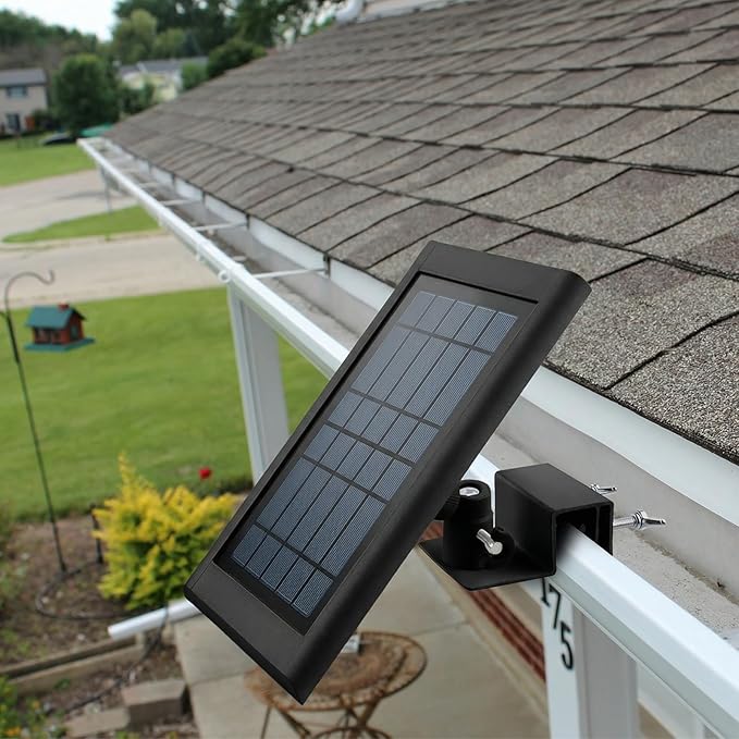 ALERTCAM Gutter Mount for Solar Panel, Adjustable Weatherproof Aluminum Alloy Mount Bracket, Perfect Angle to Get Adequate Sunlight (Black)
