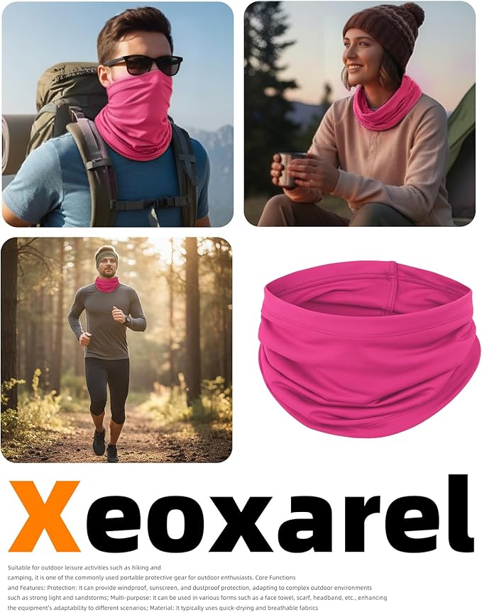 Xeoxarel Neck Gaiter, 7 Pack Cooling UV Protection, Bandana Face Mask Scarf for Men and Women