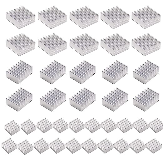 40 PCS Raspberry Pi 4 Heatsink Kit with Thermal Conductive Adhesive Tape, Aluminum Heat Sink Cooler and Copper Heatsink for Raspberry Pi B B+ 2/3/4/5