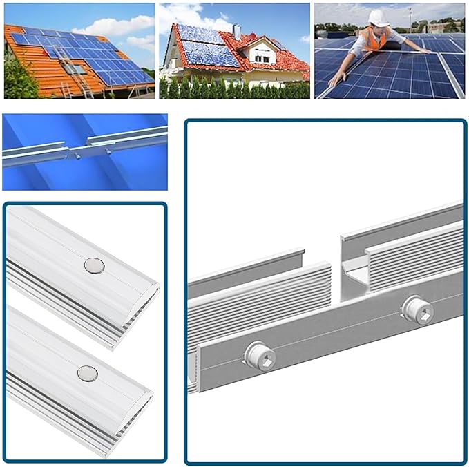 ECSiNG 4Pcs Solar Panel Rail Profile Connector Aluminium Mounting Rail Connectors Solar Panel Mounting Kit Solar Panel Accessories 14x3cm