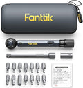 Fanttik WB10 Nova 1/4 Inch Drive Mini Bike Torque Wrench Set, 2-10 Nm/1.47-7.37ft-lb, 14 Bits Dual-Direction Click Adjustable 72-Tooth Torque Wrench Set for Bicycle