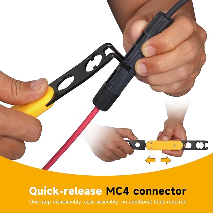 Universal MC4 Disconnect Tool, Metal MC4 Tool with 6-in-1 Wrench, Efficient Solar Connector Tool for Assembly and Disassembly PV Connectors