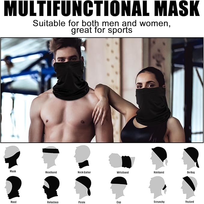 Geyoga 2 Pack Cooling Neck Gaiter Summer Breathable Balaclava Face Mask with Mesh Holes UV Protection Sun Scarf for Men Women