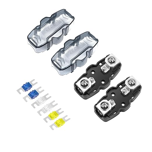 RECOIL ZMFH11-2 2 Pack in-line Mini-ANL or ANL Fuse-Holders, 1 X 0/2/4 Gauge Input & Output with Reducers, Includes 2 X 60A, 80A, 100A Mini-ANL Fuses