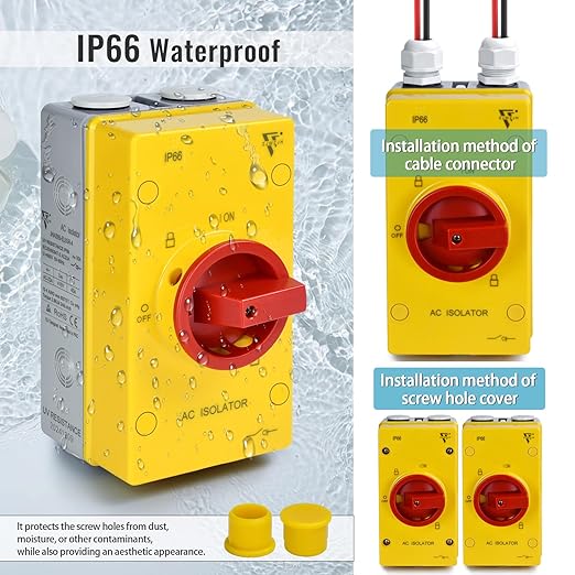 80 Amp Disconnect Switch 690V AC IP66 Waterproof 80A Isolation PV Disconnect On Off Combiner Box 4 Pole Combiner Box for PV Systems