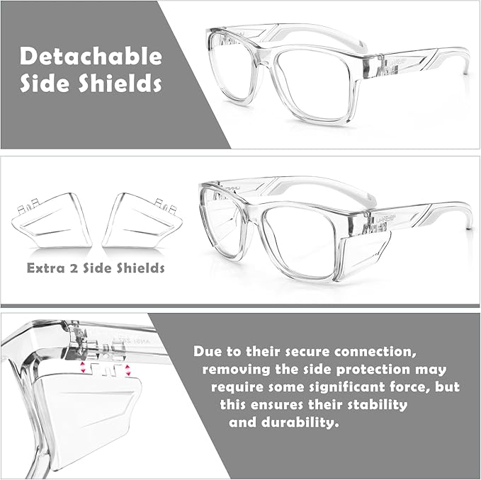 UKNOW Safety Glasses - Anti Fog Lenses - Eye Protection with Side Shields - ANSI Z87.1 Protective Eyewear - UV Protection