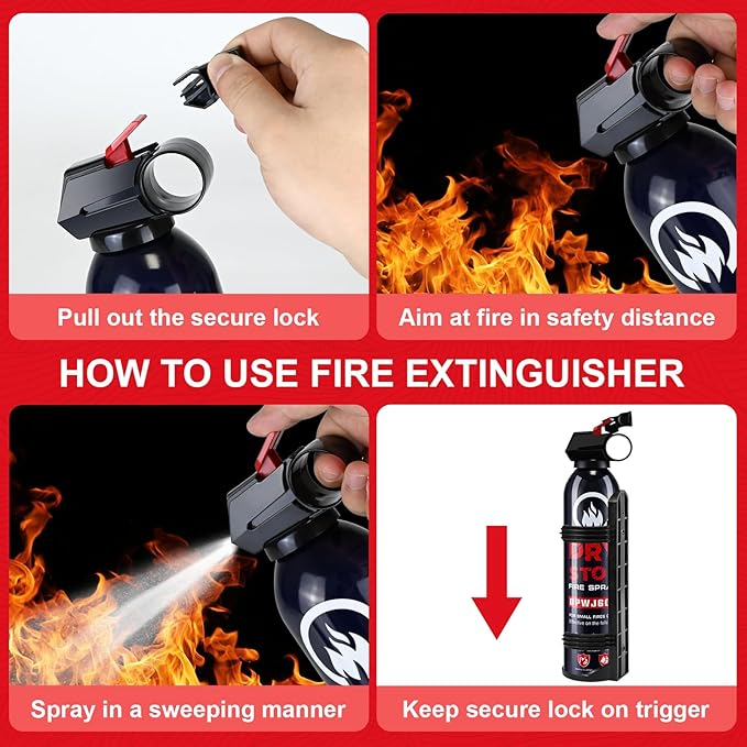 4 Pack Dry Chemical Fire Extinguisher - Portable ABC Fire Extinguisher for Home and Vehicle, Compact Fire Extinguisher for Kitchen, Car, Office, Easy to Use