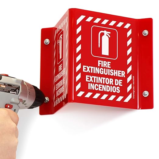SmartSign"Fire Extinguisher" Bilingual Projecting Sign | 5" x 6" Acrylic