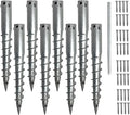 Ashman Round Posts (8 Pack), Outdoor No Dig Ground Screw Anchor with Helical Spiral, 21 Inch Long - Fits Post & Flag Pole Base Ground Mount Screw