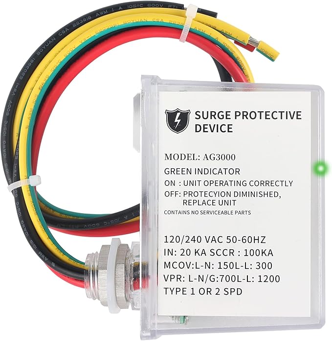 120/240 VAC Universal HVAC Surge Protective Device AG3000 TPMOV Technology, Watertight Enclosure, Comprehensive Surge Protection