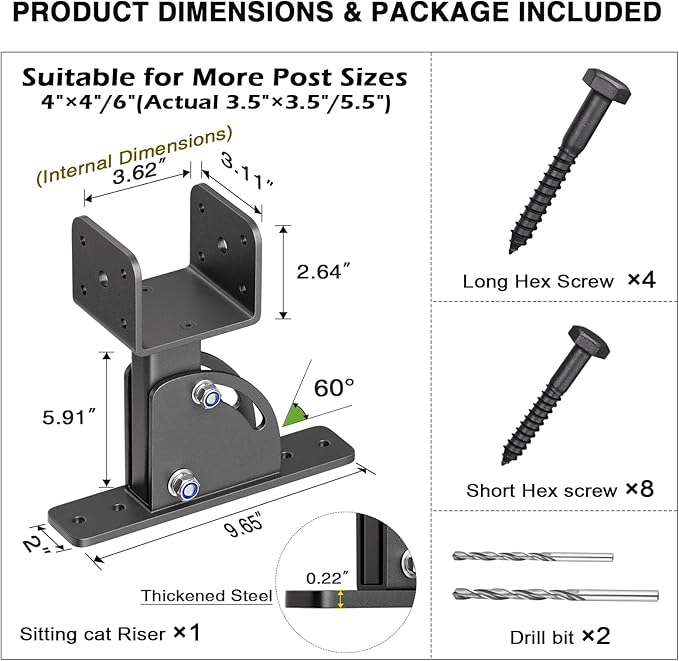 Roof Riser Brackets, Stainless Steel 4x4 (Actual Size:3.5"×3.5") Adjustable Angles Saddle Roof Riser Brackets for Patio Cover for Patio Cover Roof Gazebo, 1Pack