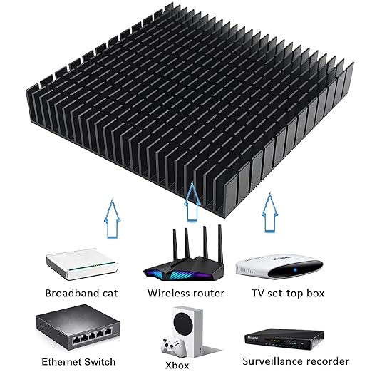 120mm Large Aluminum Heatsink 120x120x20mm / 4.72x4.72x0.79Inch/ Heat Sink Square Cooler for WiFi Router Cooling Base and Power Supply IC Graphics Card Memory Heat Sink 120mmx120mmx20mm