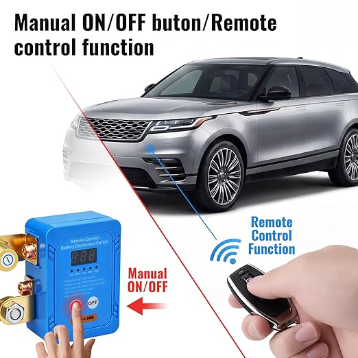 Remote Battery Disconnect Switch LED Display, 12V/24V 240A Heavy-Duty Battery Kill Switch, Anti-Theft Vehicle Battery Cut Off Switch with Remote Control & All Accessories, for Car, Truck, RV, ATV