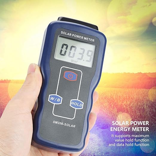 SM206 Power Meter, Solar Panel Tester, Sunlight Meter, Solar Irradiance Meter for Solar Energy Research, Meteorology Sun Measurement