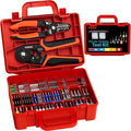 PEBA Ferrule Crimping Tool Kit - 33 Sizes Wire Ferrules Kit and Square Crimping Pliers AWG28-7 & Wire Stripper for Electrical Wiring/DIY Terminals | Self-Adjusting Ratchet Crimper - Copper Ferrule Kit