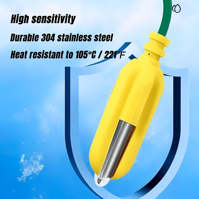 Hi-Lo Sensors, Precision Monitoring for Optimal Water Management, Prevents Flooding in Fish Tank, Swimming Pools, and Other Areas, 32 ft