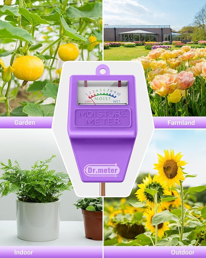 Soil Moisture Meter Tester for Plants, Hygrometer Moisture Sensor for Houseplants Indoor Outdoor Garden Lawn Use - Plant Water Meter Gauge Test Kit, No Battery Needed - Gardening Gifts