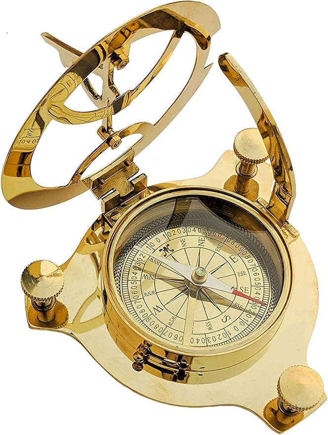 3" Sundial Compass - Solid Brass Sun Dial Rustic Vintage Home Decor Gifts Fully Functional