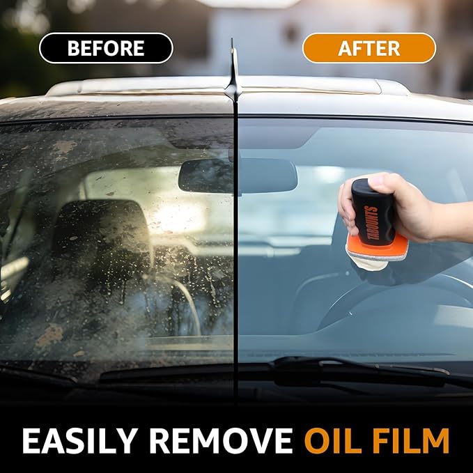 Glass Emulsion Cleaner,Glass Oil Film Cleaner,Roll-On Car Glass Emulsion Cleaner Cleaning Board, Removes OilFilm & Smudges, Improve Clarity for Safe Driving