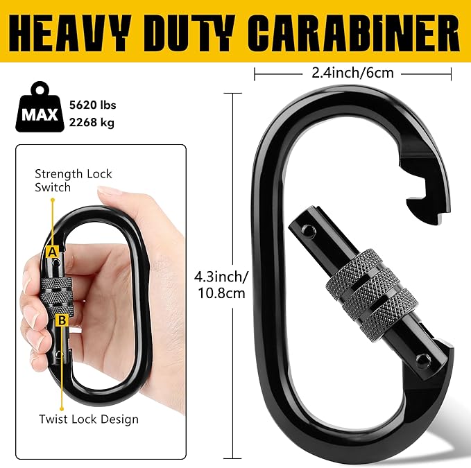 Tree Stand Harness Strap, Treestand Gear Hanger Starp with Multiple Carabiner Hooks for Hunting