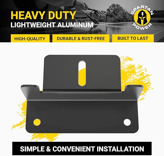 Spartan Power Black Solar Panel Z Bracket Mount - Lightweight Anodized Aluminum Mounting Brackets for RVs, Trailers, Vans, Campers, Boats, Walls, Roof - Set of 4