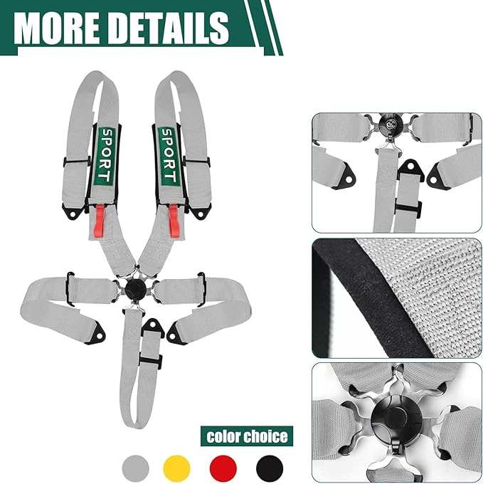 BESTZHEYU 5-Point Racing Harness Set SFI with Ultra Comfort Heavy Duty Shoulder Pads