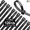 14inch Black Zip Ties Heavy Duty UV Resistant Nylon Cable Ties, 120lb Tensile Strength, 60Pack Durable Wire Ties, Heavy Duty Tie Straps Indoor and Outdoor Cable Management Solution by AGAOTIAN