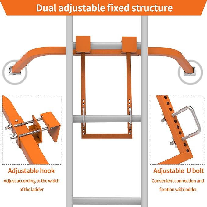 Ladder Stabilizer,Extended Ladder Stabilizer Accessory for Roof Gutter＆Wall,Ladder Stand-Off 450 lbs Heavy Duty Steel Wing Span/Wall Ladder Standoff with Non-Slip Rubber Bottom Pad