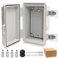 Waterproof Electrical Box, IP67 Junction Box Stainless Steel Latch Hinged Grey Cover Project Enclosure with Wall Bracket 5.9"x3.9"x2.8"