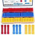 smseace 210 Pcs Butt Splice Connectors Kit 22-10AWG Butt Wire Connectors Assorted Butt Splice Crimp Connectors Wiring Straight Crimps Terminals for 22,20,18,16,14,12,10 Gauge Wires