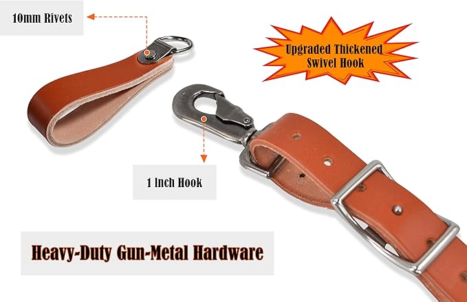 WELKINLAND Top-Grain Tool Belt Suspenders for Men, Heavy-Duty Tool Belt Suspenders, Construction Comfy Padded Tool Belts Suspender