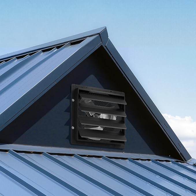 VEVOR 16 inch Exhaust Fan, Wall Mounted Attic Fan with Variable Speed, Temperature & Humidity Controller, 3000 CFM, Automatic Shutter