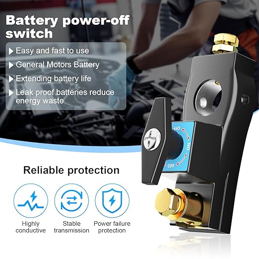 Battery Disconnect Switch, Heavy Duty Battery Shut Off Switch, General High Current Master Battery Power Cut Isolator Kill Switch, Battery Kill Switch for Car, RV and Boat (1)