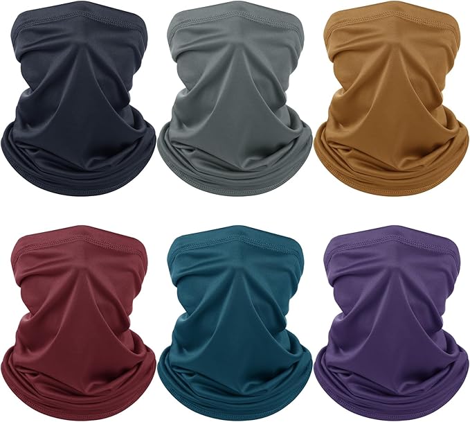 Geyoga 6 Pieces Summer UV Protection Cooling Neck Gaiter Face Clothing Neck Gaiter Mask Scarf Sunscreen Breathable Bandana