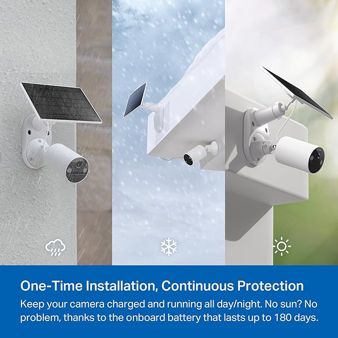 Tapo SolarCam 1080p Outdoor Wireless Security Camera - Battery Power with Solar, Person Detection, Subscription-Free Local Storage or Optional Cloud, Works with Alexa & Google Assistant, C402 KIT