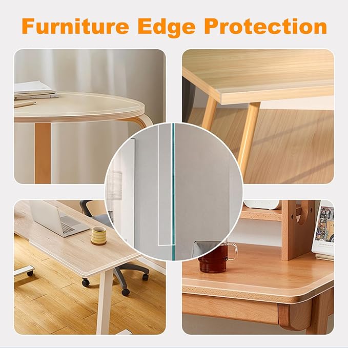 3 Pack Clear Edge Protector Strip,2.56 in x 9.84 FT,Sharp Edge Wrap Cover Tape,Self Adhesive Protective Bumper Guards for Cabinet Door Desk Glass Table Bed Furniture,Kitchen Countertop