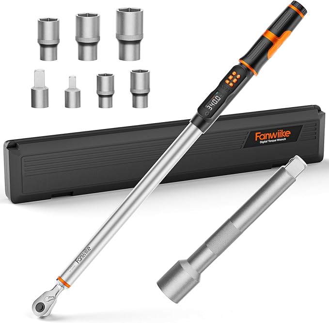 Digital Torque Wrench, 12.54-250.8 Ft.lb /17-340 Nm, 1/2" Drive In Lb Torque Wrench Electronic with Buzzer & LCD Indicator, Torque Wrench Set for Cars Automotive