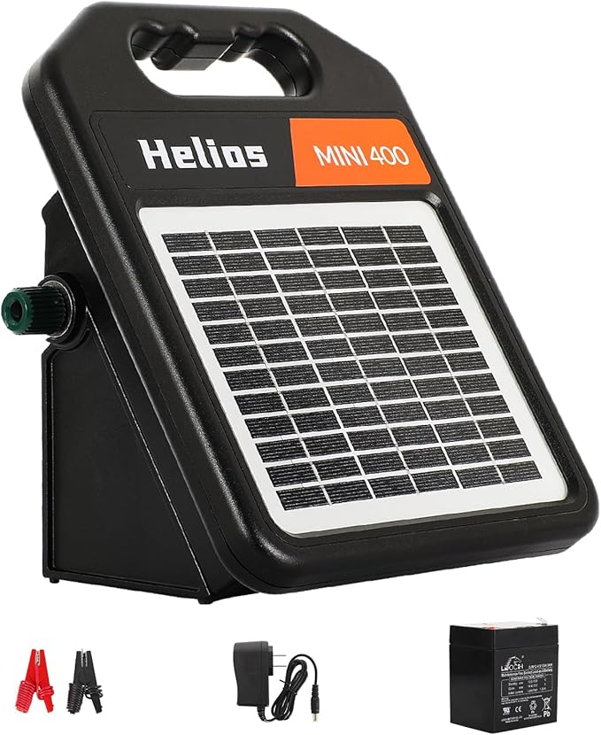 Andmon MINI400 20 Miles Solar Electric Fence Charger with Day/Night Mode 0.4J Output Energy Electric Fence Energizer