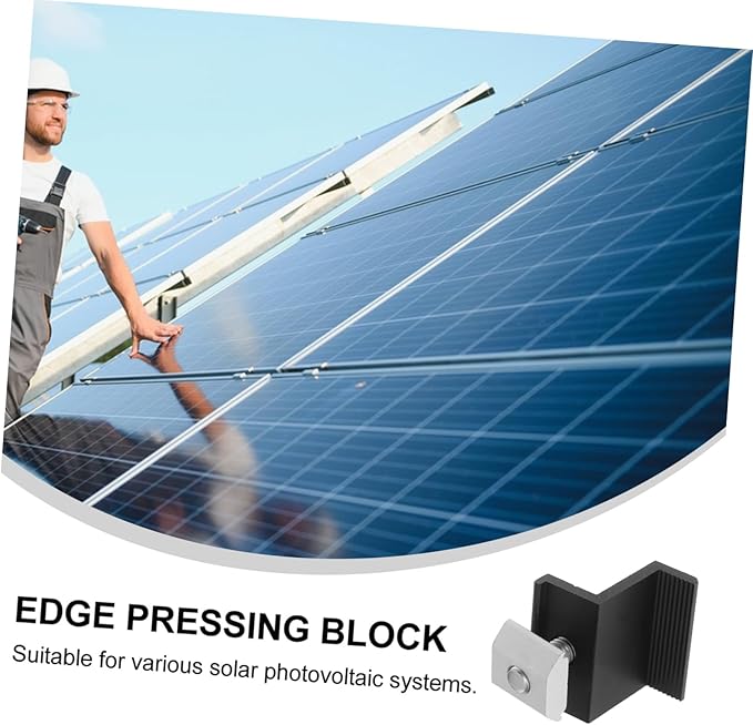 GALPADA 4pcs Solar Panel Brackets Aluminum Alloy Photovoltaic Bracket Pressing Block Easy Install Solar Mounting Kit for Ground Roof